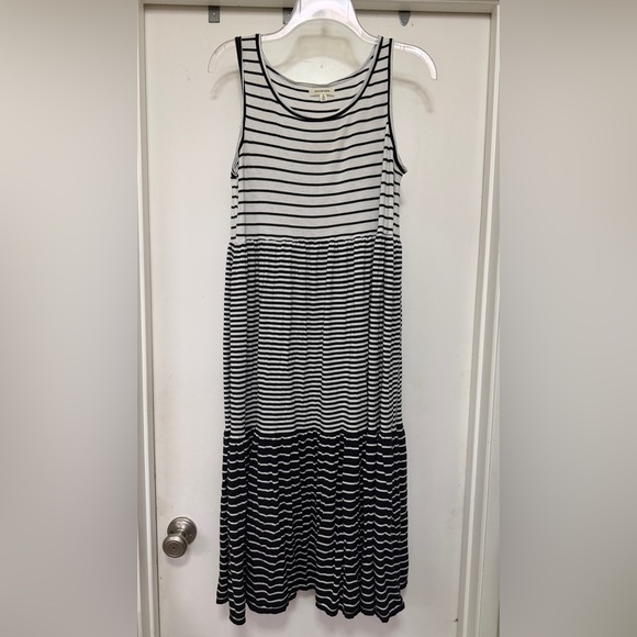 Max Studio Women's Sleeveless Midi Empire Jersey Dress - black/white stripes - S - Picture 3 of 7